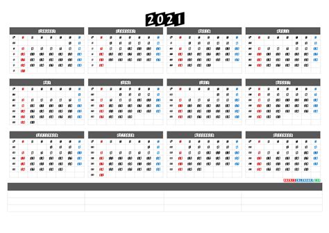 Printable 2021 Yearly Calendar 6 Templates