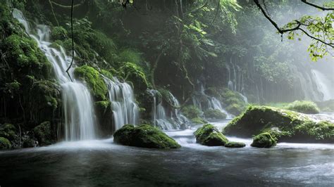 Waterfalls And Stones With Moss 4k 5k Hd Nature Wallpapers Hd