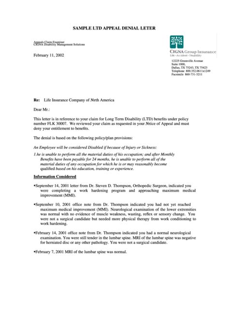 Be sure to include information that is unique to your situation. Sample Ltd Appeal Denial Leter Template printable pdf download