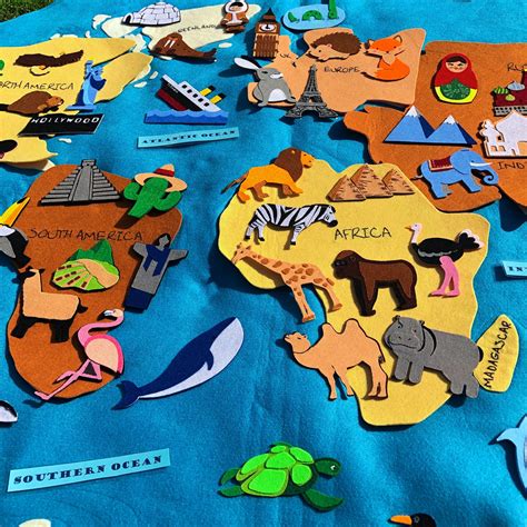 High Quality 100 Handmade Montessori Felt World Map Playmat Game Of