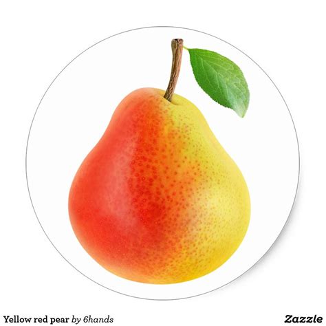 Yellow Red Pear Classic Round Sticker Red Pear Food Stickers Beautiful Fruits