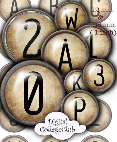 Steampunk Alphabet Round Images The Digital Collage Club