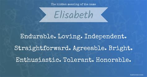 The Hidden Meaning Of The Name Elisabeth Namious