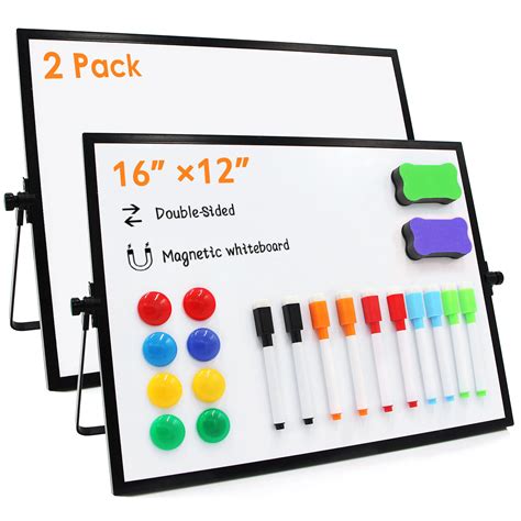 2 X Double Side Small Dry Erase White Board16 X12 Magnetic Home Office