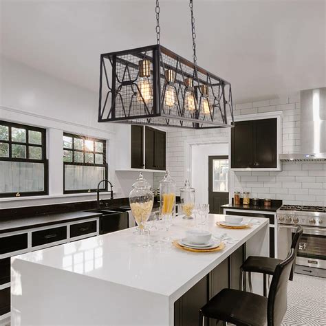 Find many great new & used options and get the best deals for 1 set modern pendant light kitchen island chandelier lighting bar ceiling lights at the best online prices at ebay! Modern Farmhouse 4 Light Metal Linear Chandelier in Matte ...