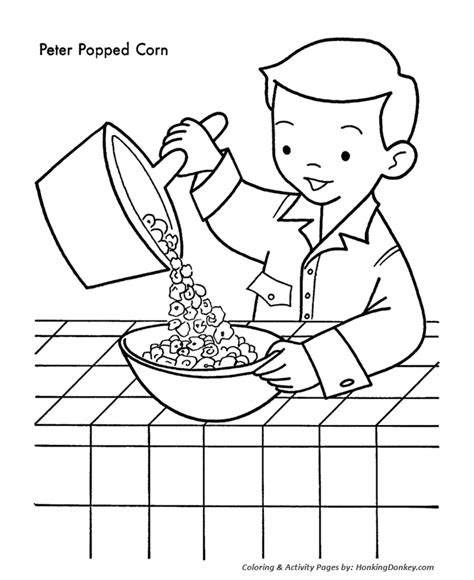 Print and color, then cut out to make cute gift tags, holiday decorations, tree ornaments. Popcorn Coloring Sheet - Coloring Home