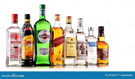 Bottles Of Assorted Global Liquor Brands Editorial Photography Image