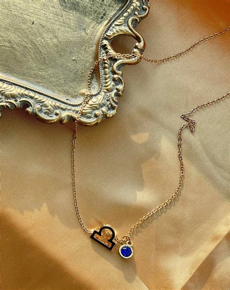 Libra And Birthstone Necklace Gold Zodiac Necklace Birthstone Jewelry