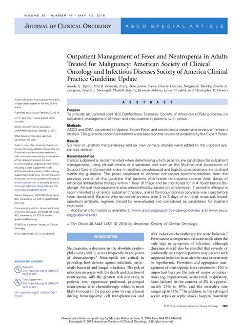 Outpatient Management Of Fever And Neutropenia In Adults Treated For