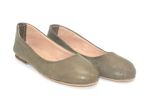 Size 37leather Ballet Flats In Deep Green Shoes In Olive Etsy Uk