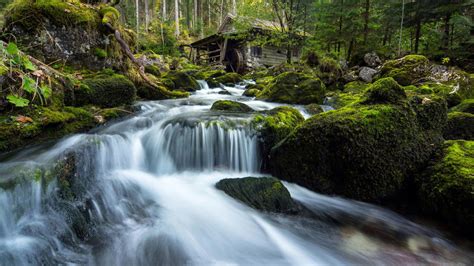 Historic Mill In Golling Salzburg Mountain River Waterfalls Rocks