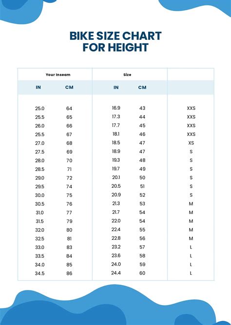 Bike Size Chart For Height Pdf