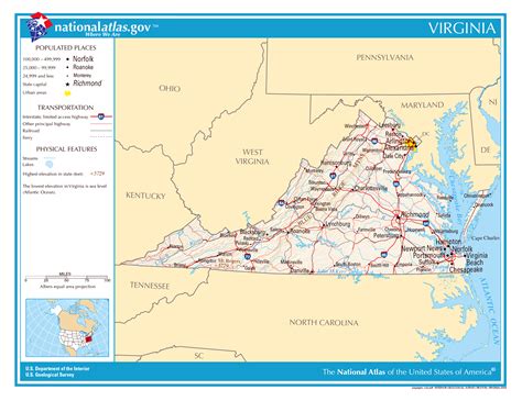 Large Detailed Map Of Virginia State Virginia State Usa Maps Of
