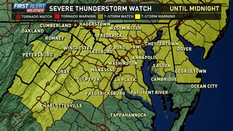 Severe thunderstorms are possible in and near the watch area. Severe Thunderstorm Watch Until Midnight | WUSA9.com