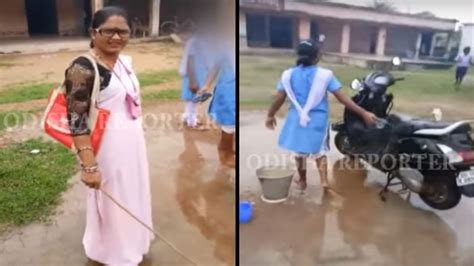 Teacher In Odisha Makes School Students Wash Her Scooter Gets