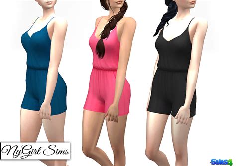 Nygirl Sims 4 Open Back Pocket Romper In Solids