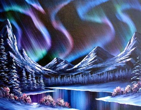 Aurora Aura Northern Lights Painting Landscape Painting Lesson