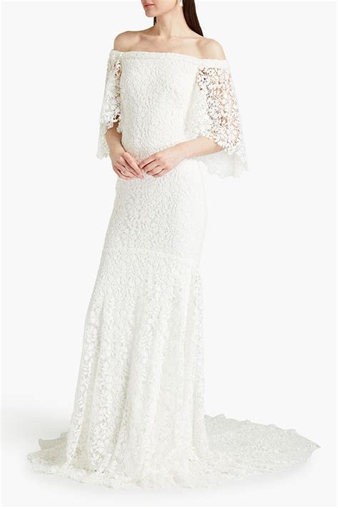 Theia Sasha Off The Shoulder Guipure Lace Bridal Gown The Outnet