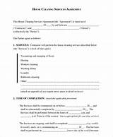 House Cleaning Service Agreement Contract