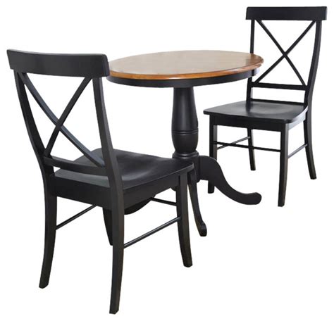 Giantex 3 piece dining table set, counter height pub table & chairs set, 3 tier storage shelves, kitchen table set, industrial bar table with 2 pub stools upholstered, 47 x 23.5 x 36 inch. 30" Round Table With X-Back Chairs, 3-Piece Set ...