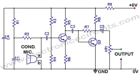 Electret Condenser Microphone Amplifier Schematics Circuit Diagram
