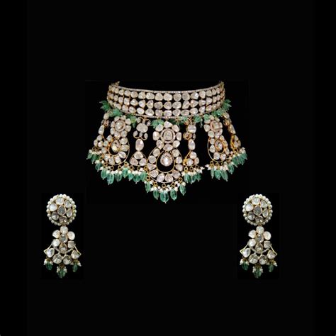 Polki Diamond Necklace Polki Necklace Victorian Style Jewelry Etsy
