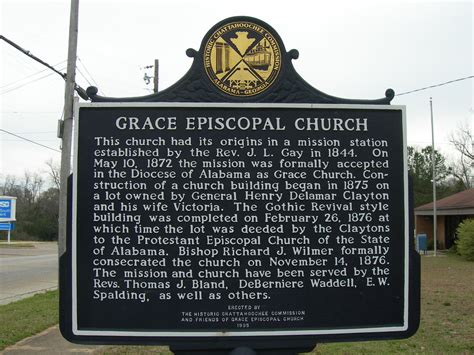 Grace Episcopal Church Historic Marker Clayton Alabama