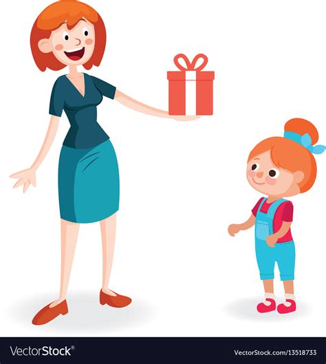 Mother Giving T To Daughter Royalty Free Vector Image