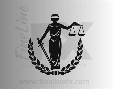 Blind Lady Justice With Law Scales And Sword Vinyl Decal Sticker