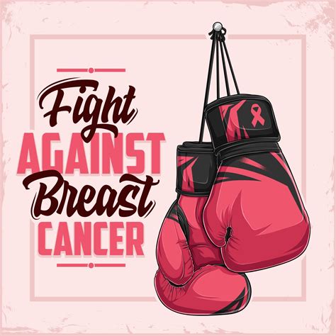 Fight Against Breast Cancer Awareness Poster With Pink Boxing Gloves 3462505 Vector Art At Vecteezy