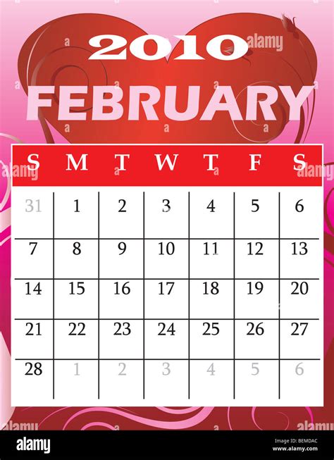 February Calendar 2010 See Other Calendars Stock Photo Alamy