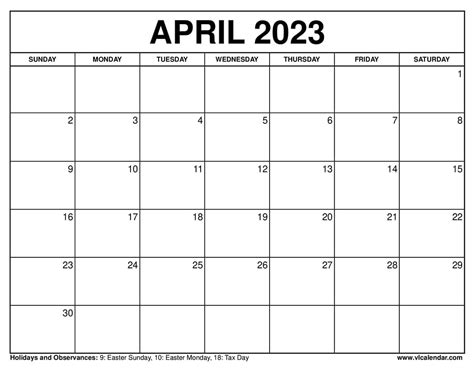 April 2023 Calendars Printable With Holidays