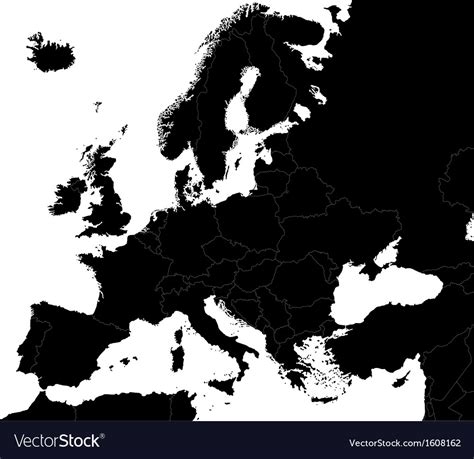Black Europe Map Royalty Free Vector Image Vectorstock