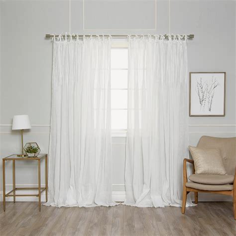 84 In L White Faux Linen Tie Top Pinch Pleat Curtain Pinchpleatpippin