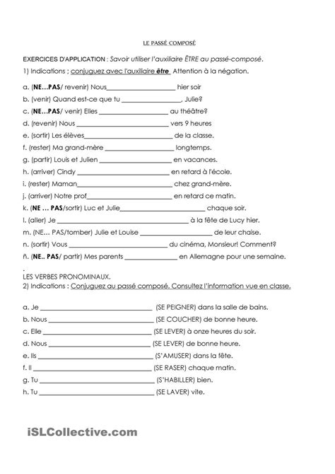 Suivant la nationalité des élèves, on pourra adapter le texte (ici, il. Exercices du passé composé | Passé composé, Exercice et Exercices passé composé