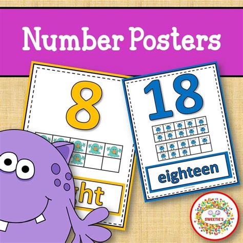 Number Anchor Charts 0 To 20 With Ten Frames Monsters From Sweeties