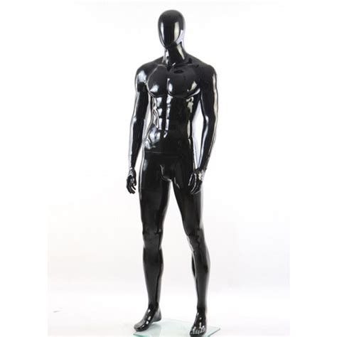 Faceless Male Mannequin Black Glossy