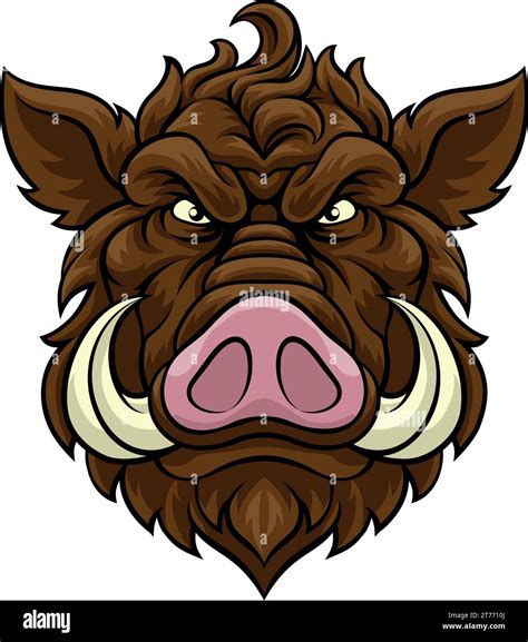 Boar Wild Hog Razorback Warthog Mascot Pig Cartoon Stock Vector Image