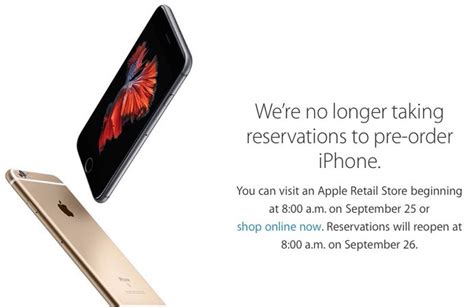 Apple Ends Launch Day Online Pre Orders And In Store Reservations For Iphone 6s And 6s Plus