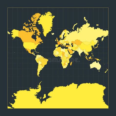 World Map Spherical Mercator Projection Stock Vector Illustration Of