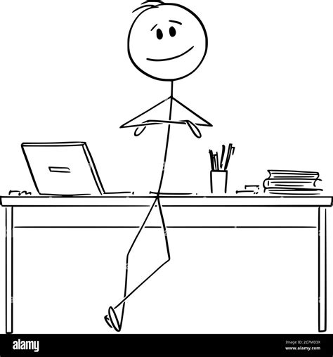 Vector Cartoon Stick Figure Drawing Conceptual Illustration Of Successful Happy And Confident