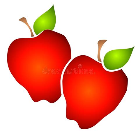 Pair Of Big Red Apples Clipart Stock Illustration