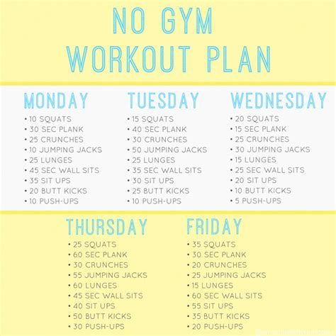 No Gym No Problem ️ Try This Workout Monday Through Friday And See