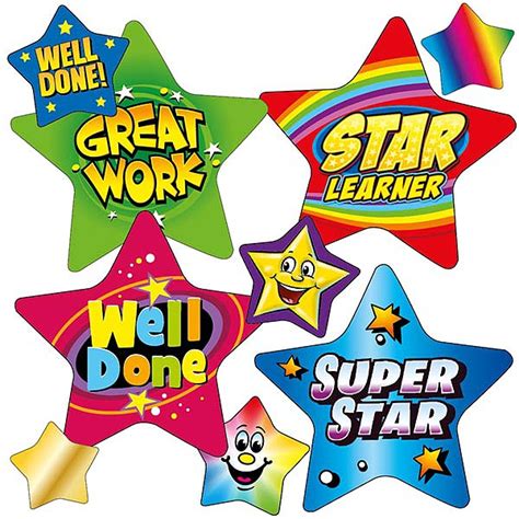 Bright Reward Stickers Star Shaped Classroom Rewards