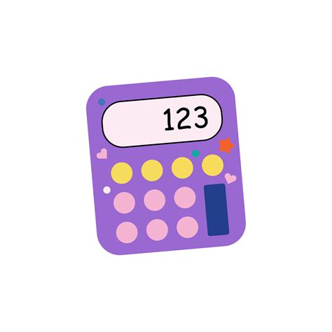 Cute Purple Calculator With Hearts Stars Stickers Math Device Math