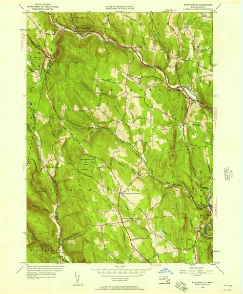 Worthington Massachusetts 1956 1957 Usgs Old Topo Map Reprint 7x7 Ma