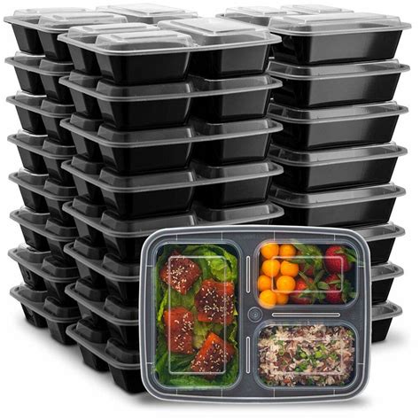 Three Compartment Meal Prep Containers With Lids My Inviting Home