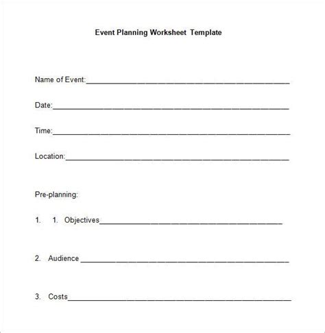 5 Event Planning Worksheet Templates Free Word