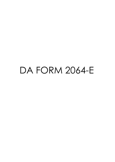 Download Fillable Da Form 2064 E