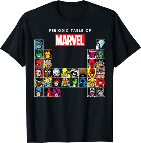 Marvel Periodic Table Of Heroes And Villains Retro T Shirt T